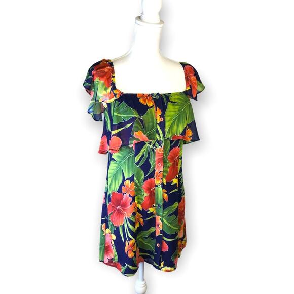 Privacy Please x REVOLVE Norval Dress Button Front Mini Size XS Blue Tropical - Picture 3 of 11